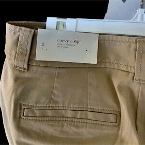 ANN TAYLOR LOFT LADIES CURVY COTTON BLEND CASUAL CROPPED TAN PANTS NWT SIZE 2
